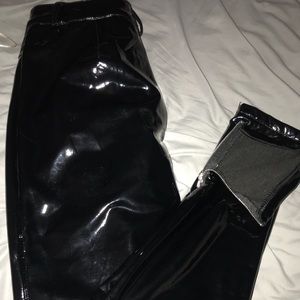 Black vinyl (latex) skinny pants